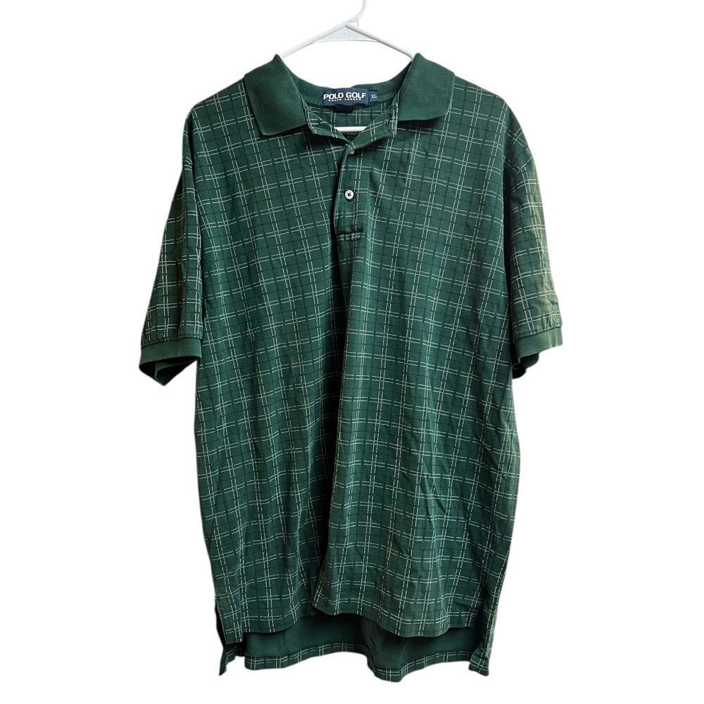Polo Ralph Lauren Short Sleeve Green Windowpane Check Pattern Cotton XL